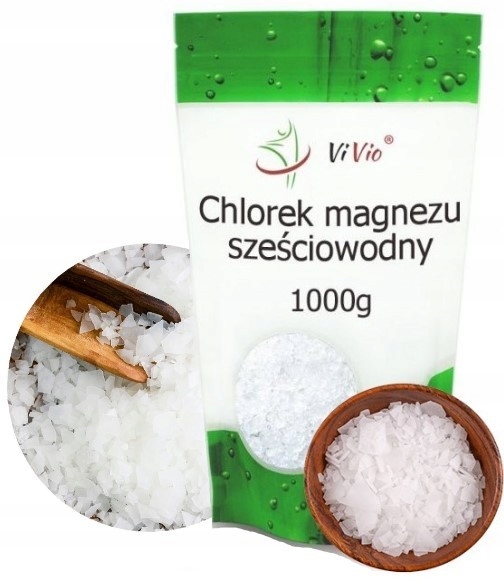 Chlorek MAGNEZU MAGNEZ NATURALNA SÓL do KĄPIELI MOCZENIA STÓP 1Kg VIVIO