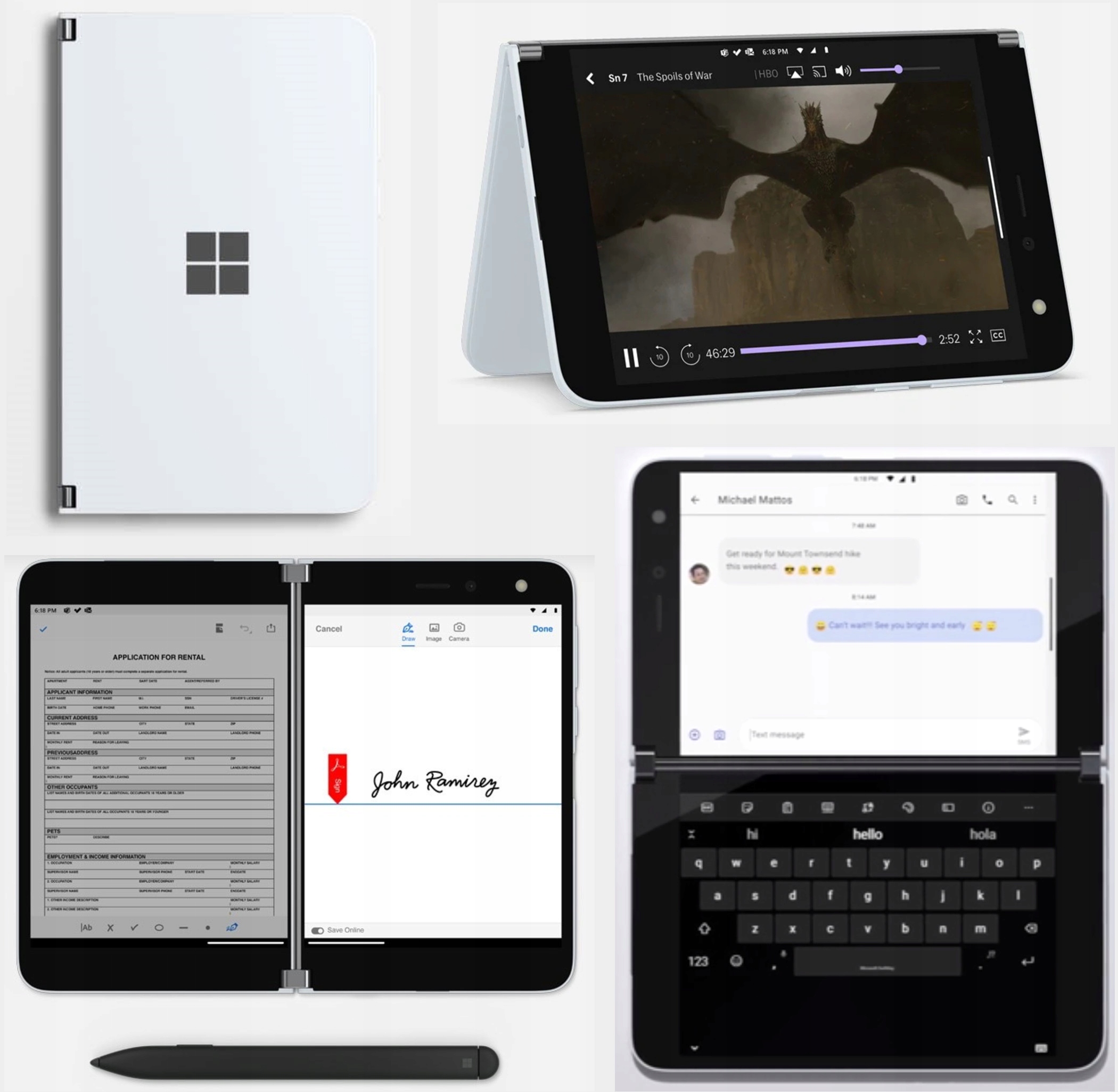Складной смартфон Microsoft Surface Duo Fold Flip цвет белый