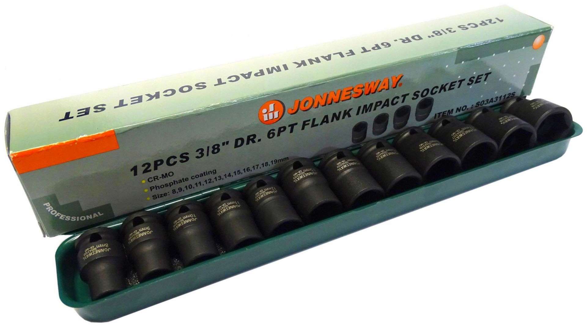КОМПЛЕКТ УДАРНЫЕ КОЛПАЧКИ 8-19ММ 3/8 ' 12 ШТ JONNESWAY