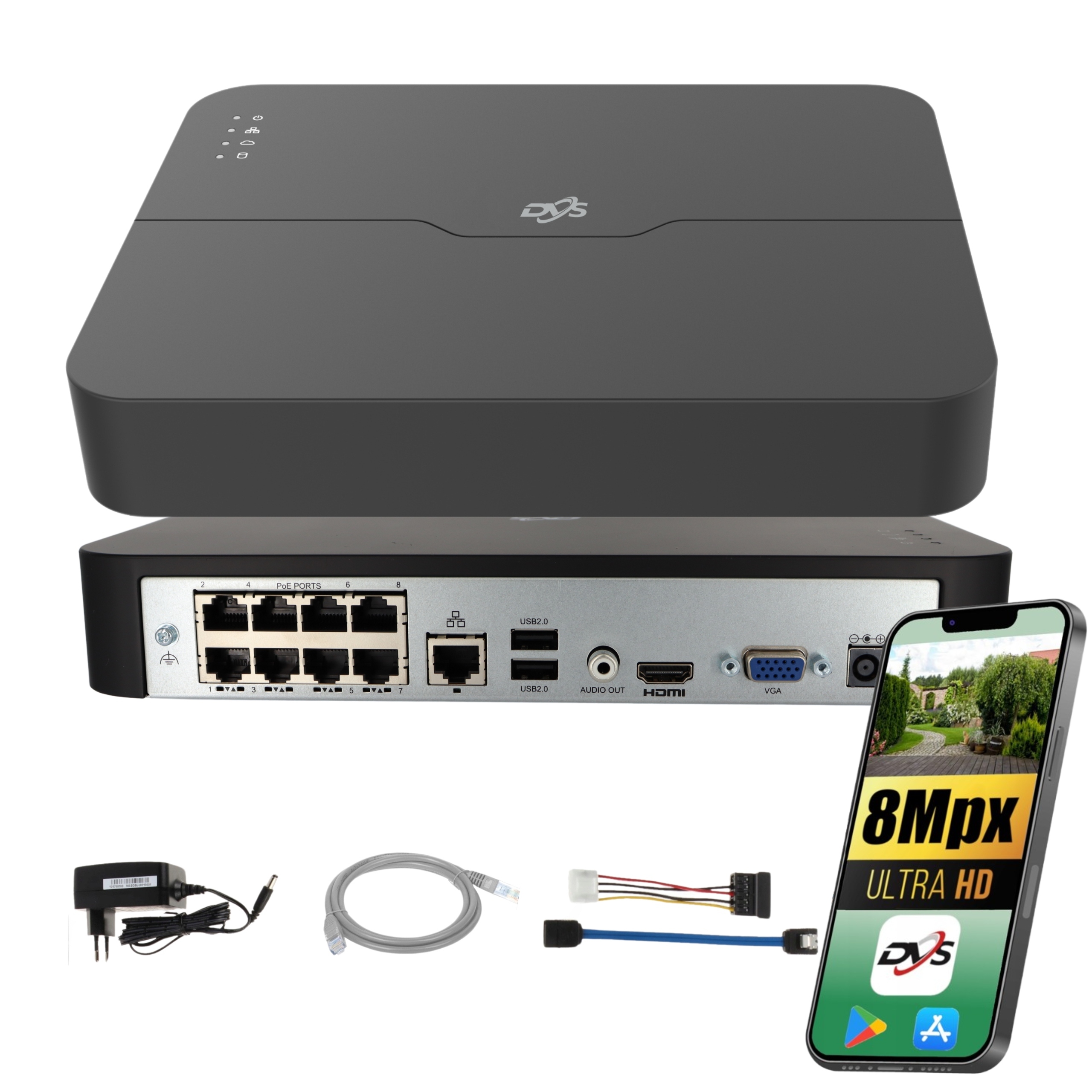 Rejestrator Ip 4K z Wbudowanym Switchem 8 kanałów PoE 8Mpx Ultra Hd Onvif