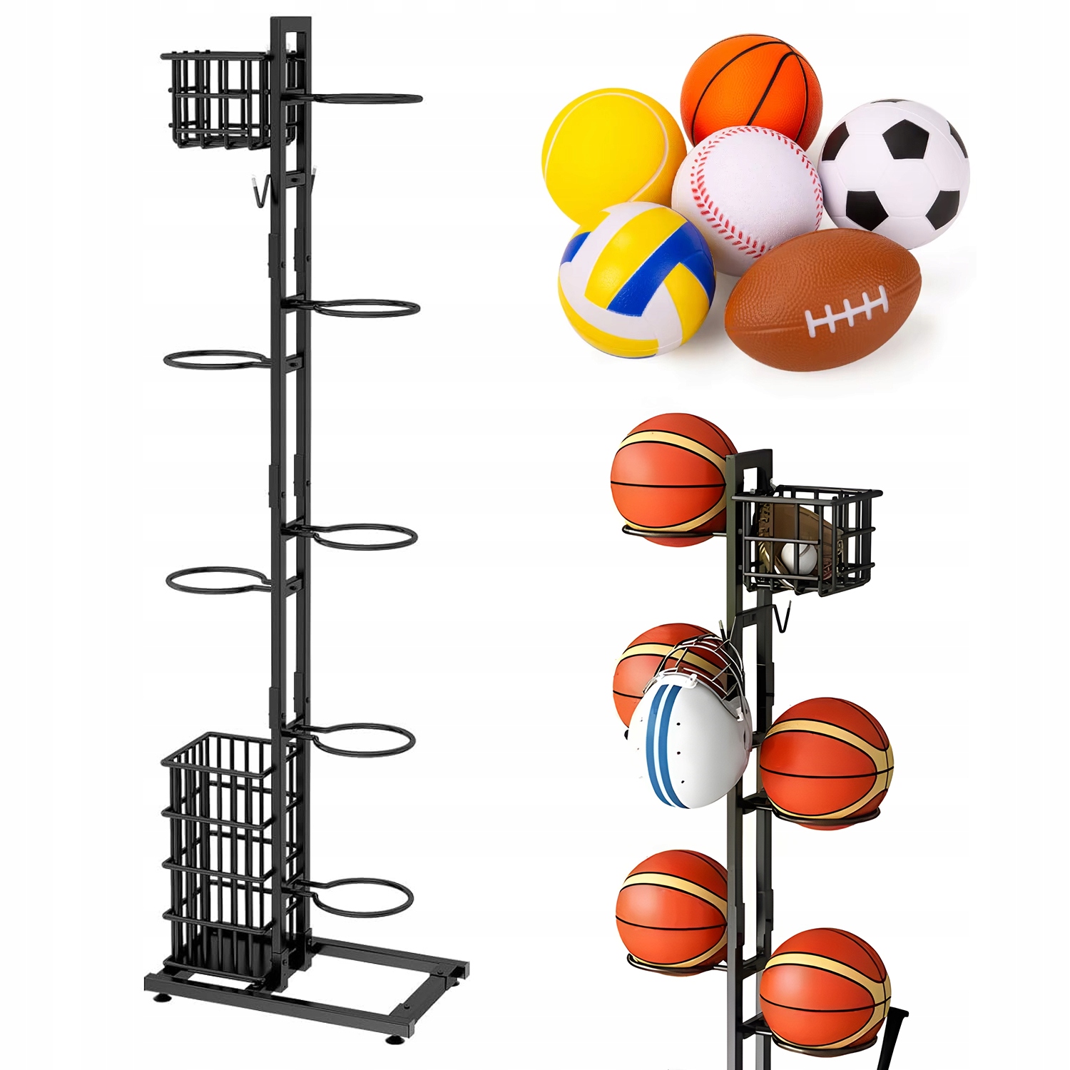 Stojan Na Sportovní Míče Vertikální Ocelový Pro Ukládání Míčků