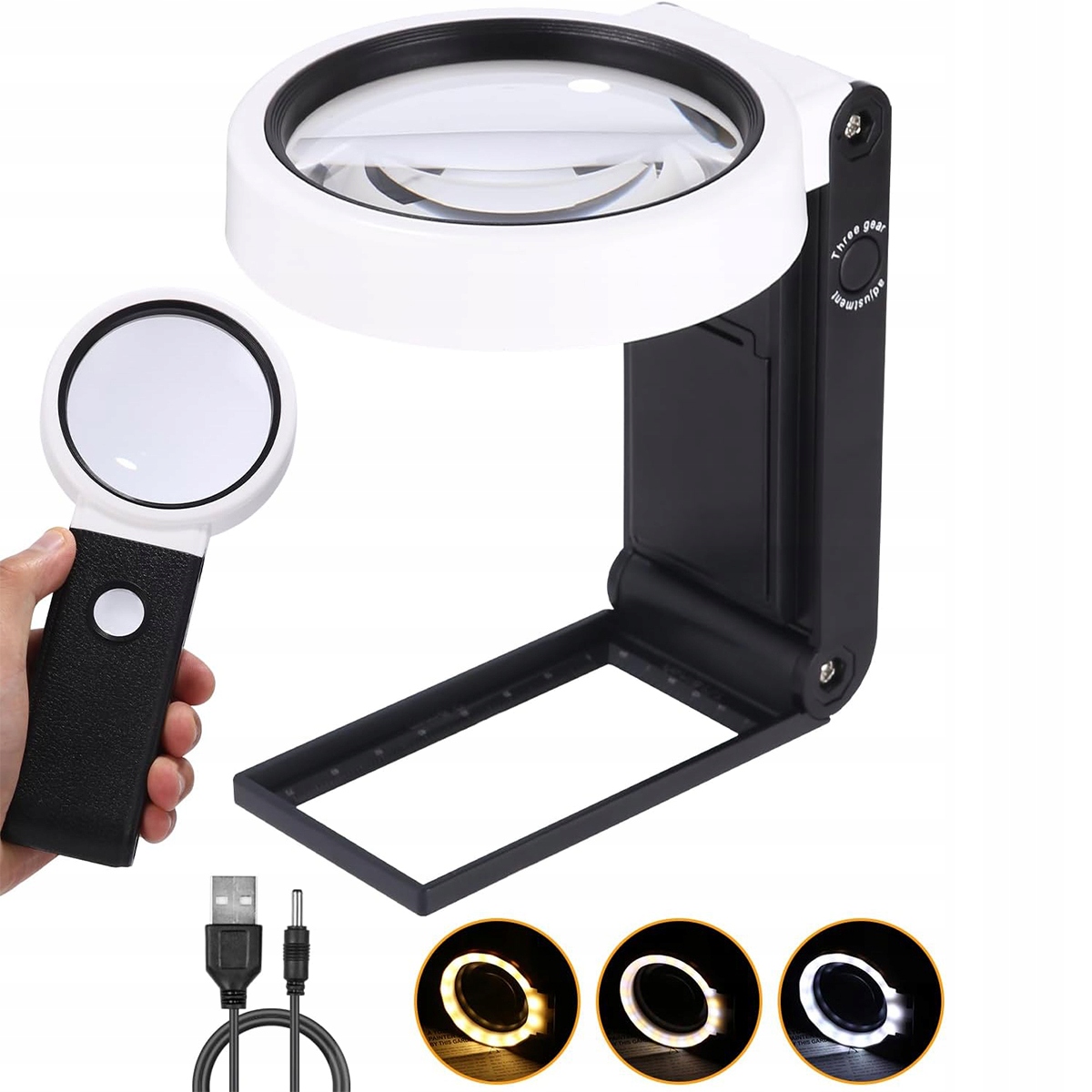 LUPA RĘCZNA POWIĘKSZAJĄCA 10X 25X 32LED DLA SENIORÓW I DZIECKI DO CZYTANIA