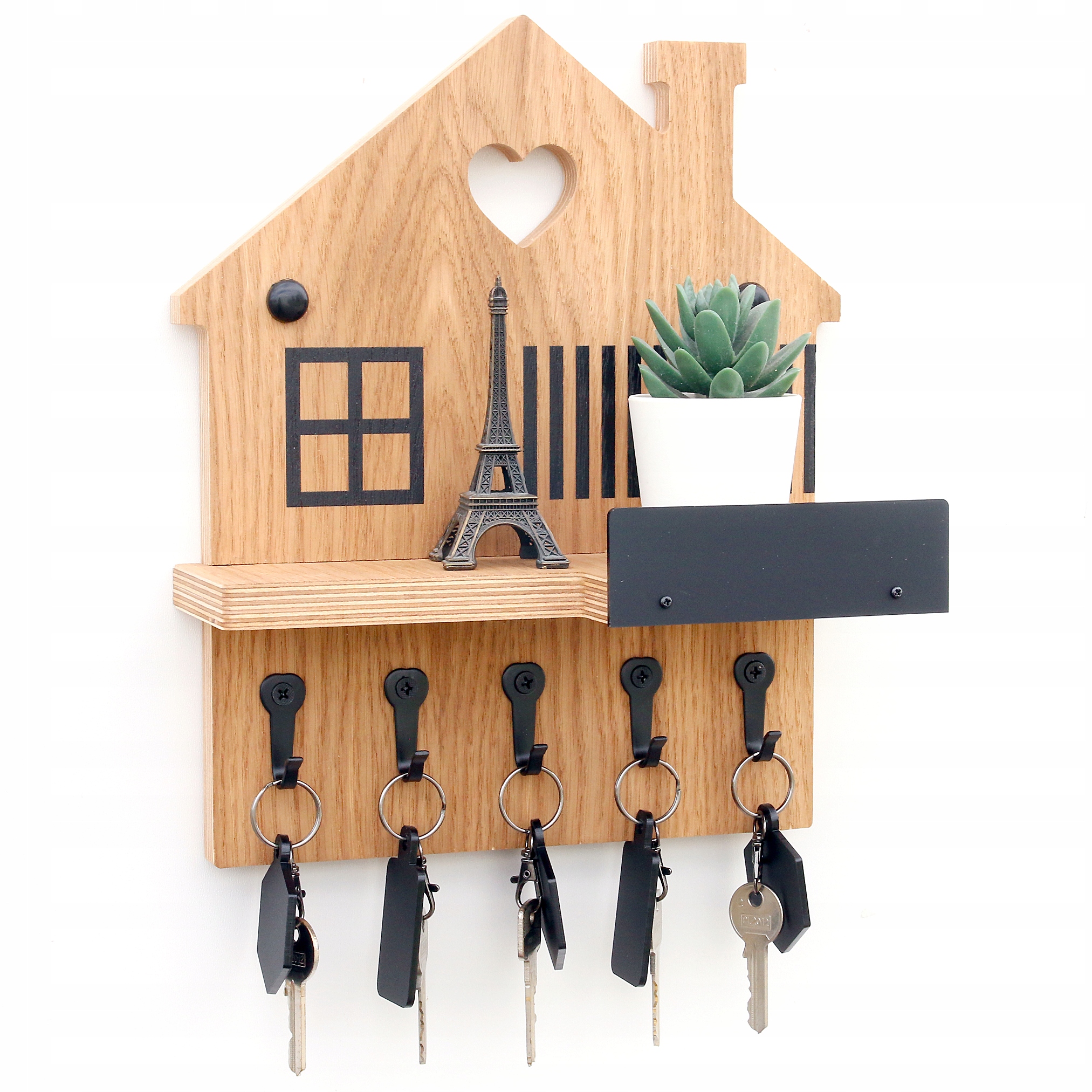 Organizér na klíče police domeček 30x25 cm předsíň věšák WoodExpert