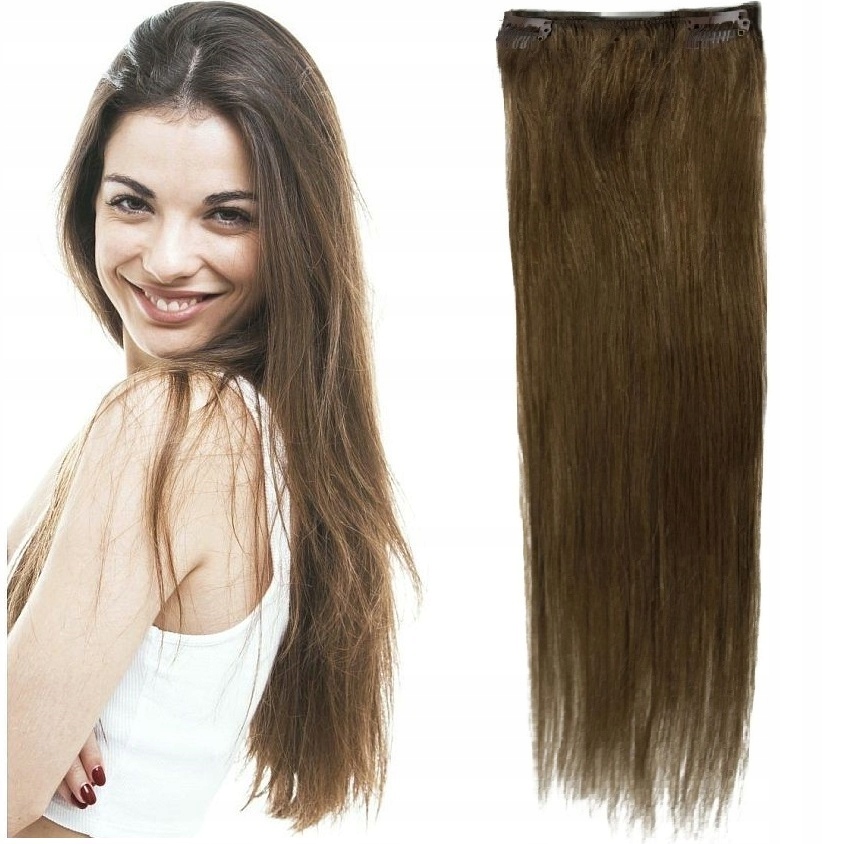Clip-in Příčesek Do Vlasů 100% Přírodní Páska Dopinka 40 CM tmavě blond 8