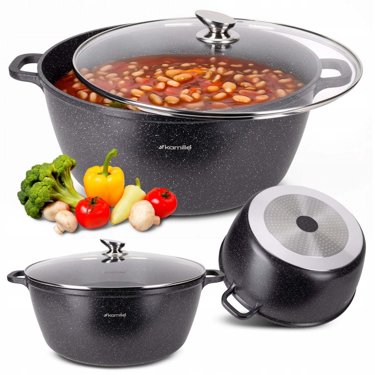 Hrnec Velký 18,5 L Gar hliníkový Kotlík Víko Indukce Kamille