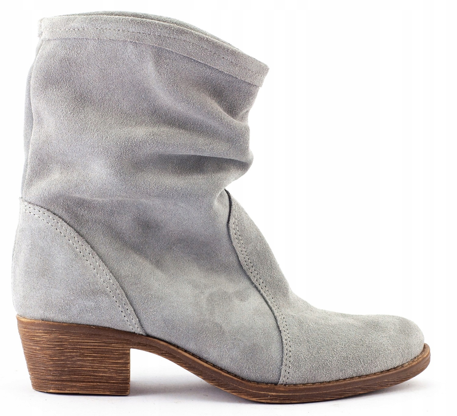 

Botki Na Obcasie Skórzane Polskie Mona Szare 36