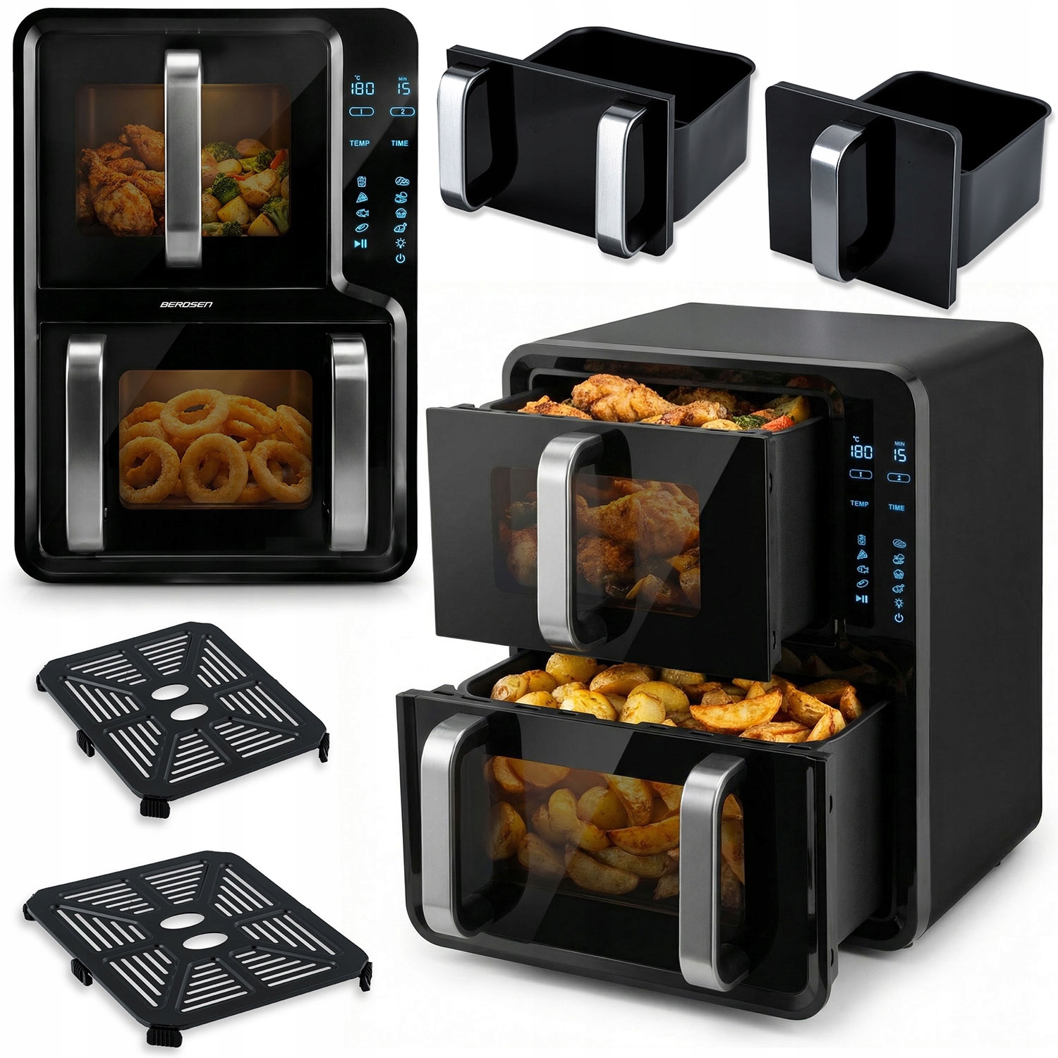 Beztuková Dvojkomorová Vertikálna Fritéza 12 l Air Fryer Berdsen 2800 W