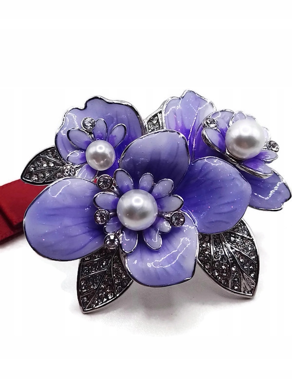 Luxusní Brož Květy Fialky Kytice Stříbrná Lila Krabička Jako Dárek