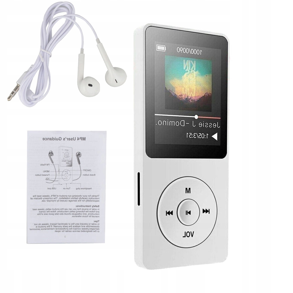 ODTWARZACZ MP3 Z LCD Z SŁUCHAWKAMI SŁUCHAWKI WYŚWIETLACZ MUZYKIDO PIOSENEK Zasilanie akumulatorowe