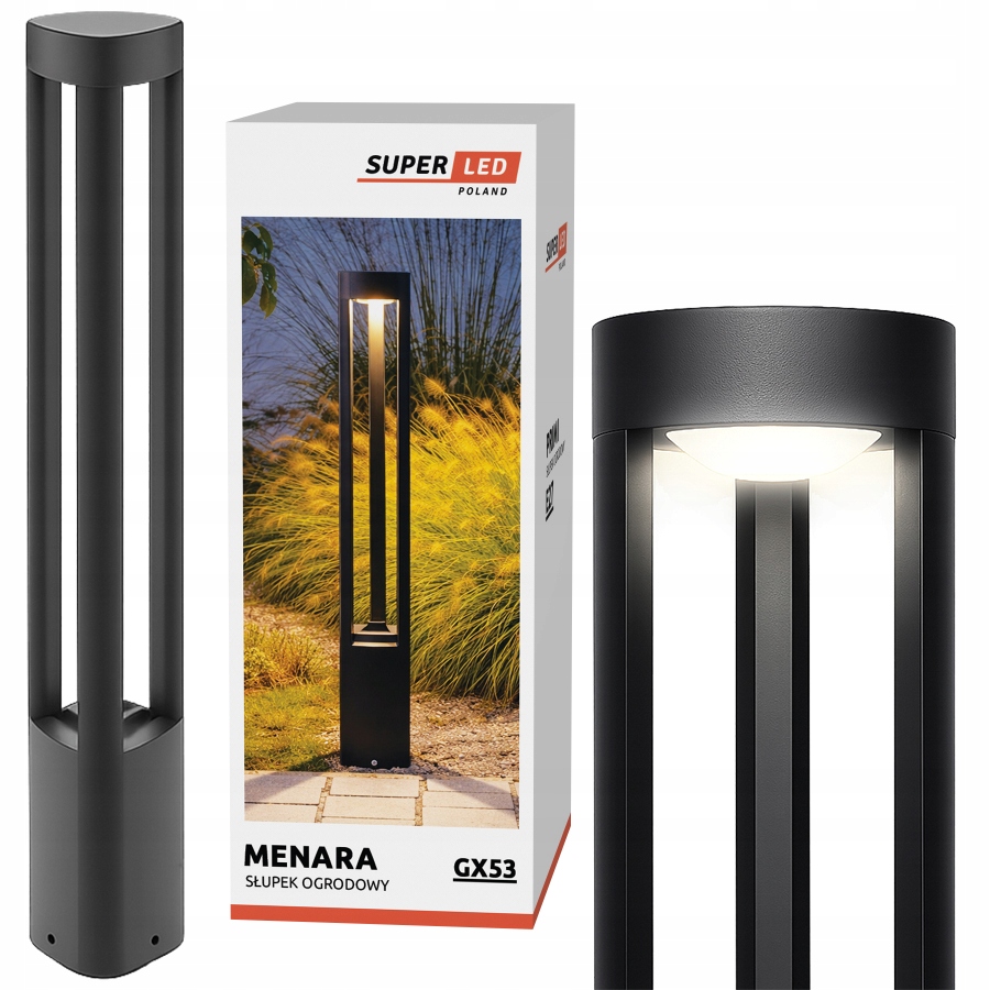Lampa ogrodowa słupek ogrodowy GX53 80cm Premium na żarówkę Led