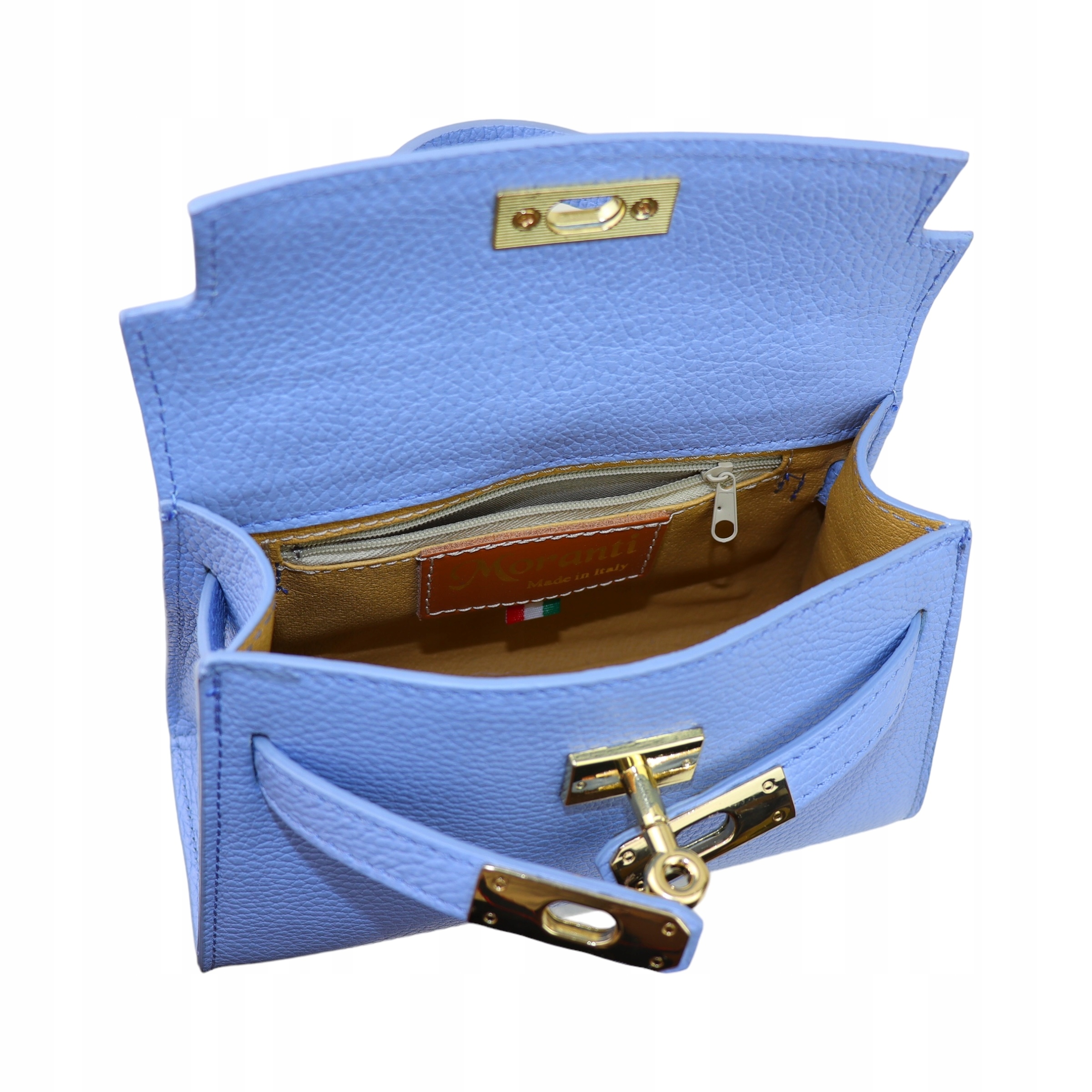 Torebka Damska Kuferek, skóra Emily Błękitny Stan opakowania oryginalne