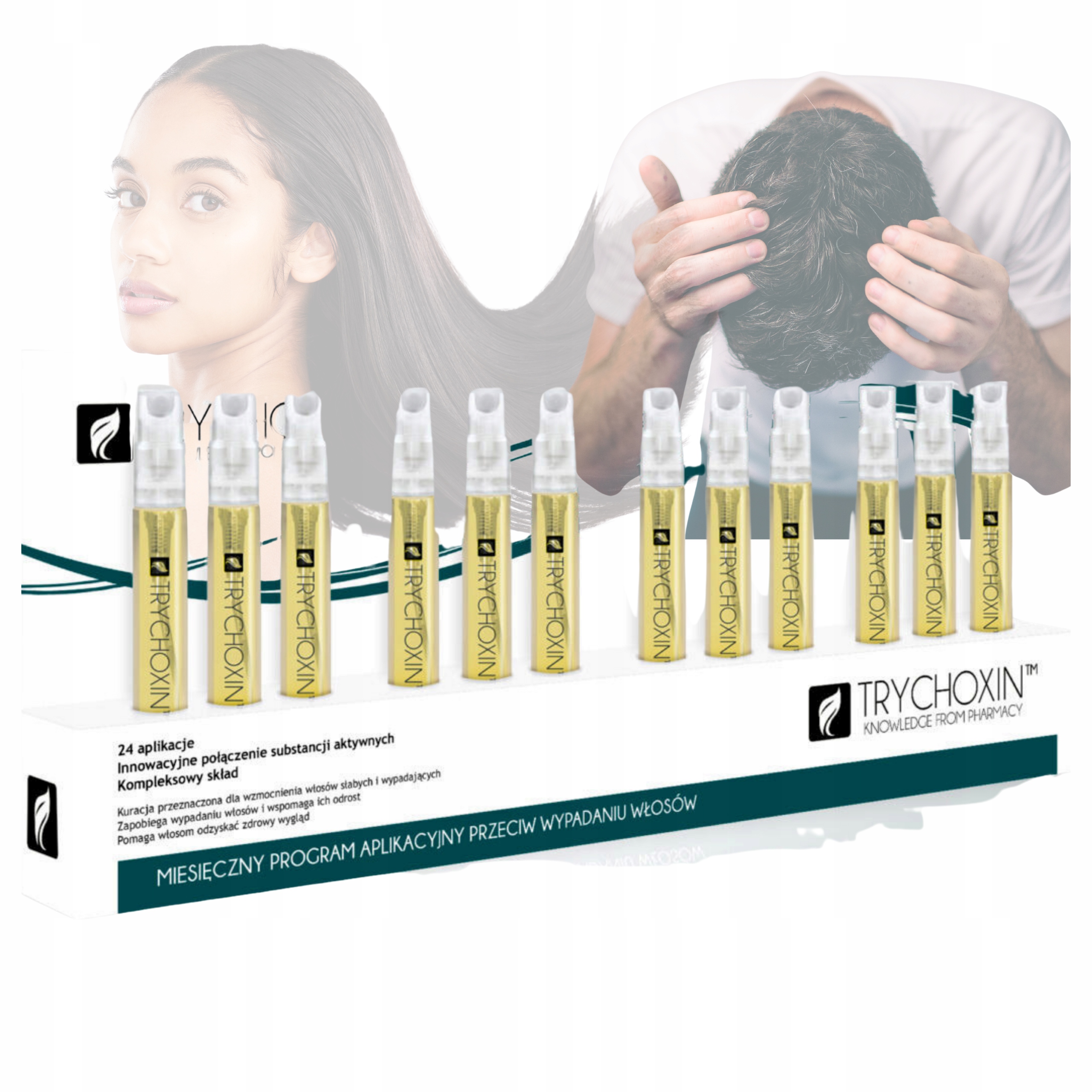 Trychoxin Ampułki Kuracja Przeciw Wypadaniu Włosów Atomizer Łysienie 12x9