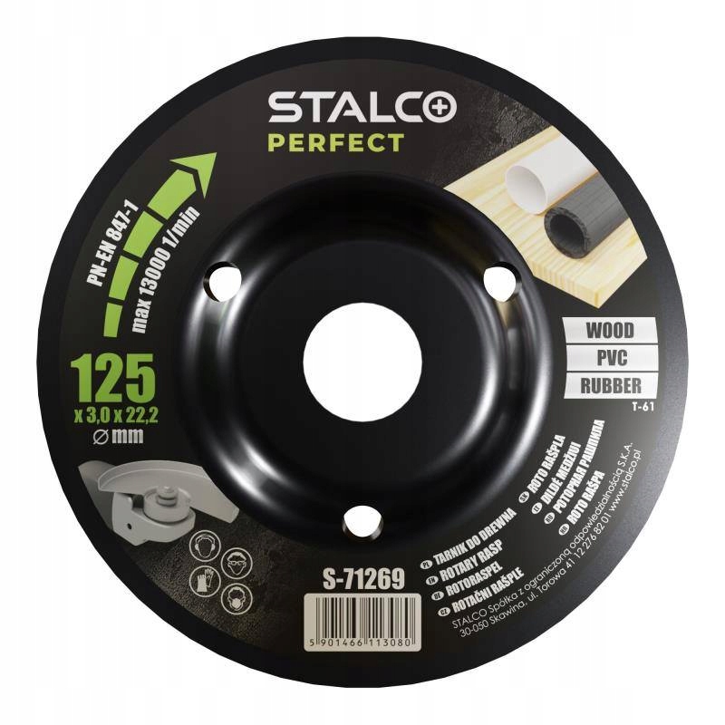 Rašple rotační vydutá rovná, 125 mm, Stalco Perfect