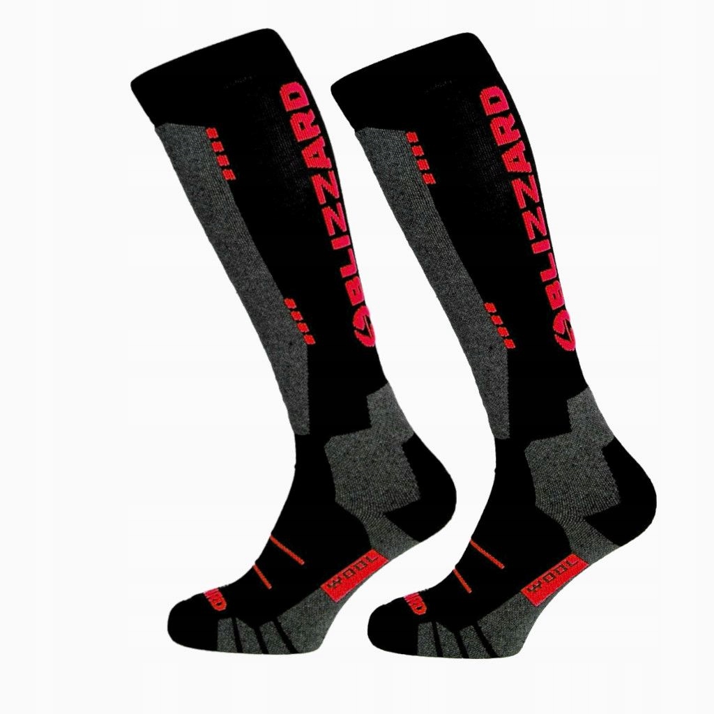 Skarpety zimowe dla dzieci Blizzard Wool Sport Junior Ski Black/Red 27/29