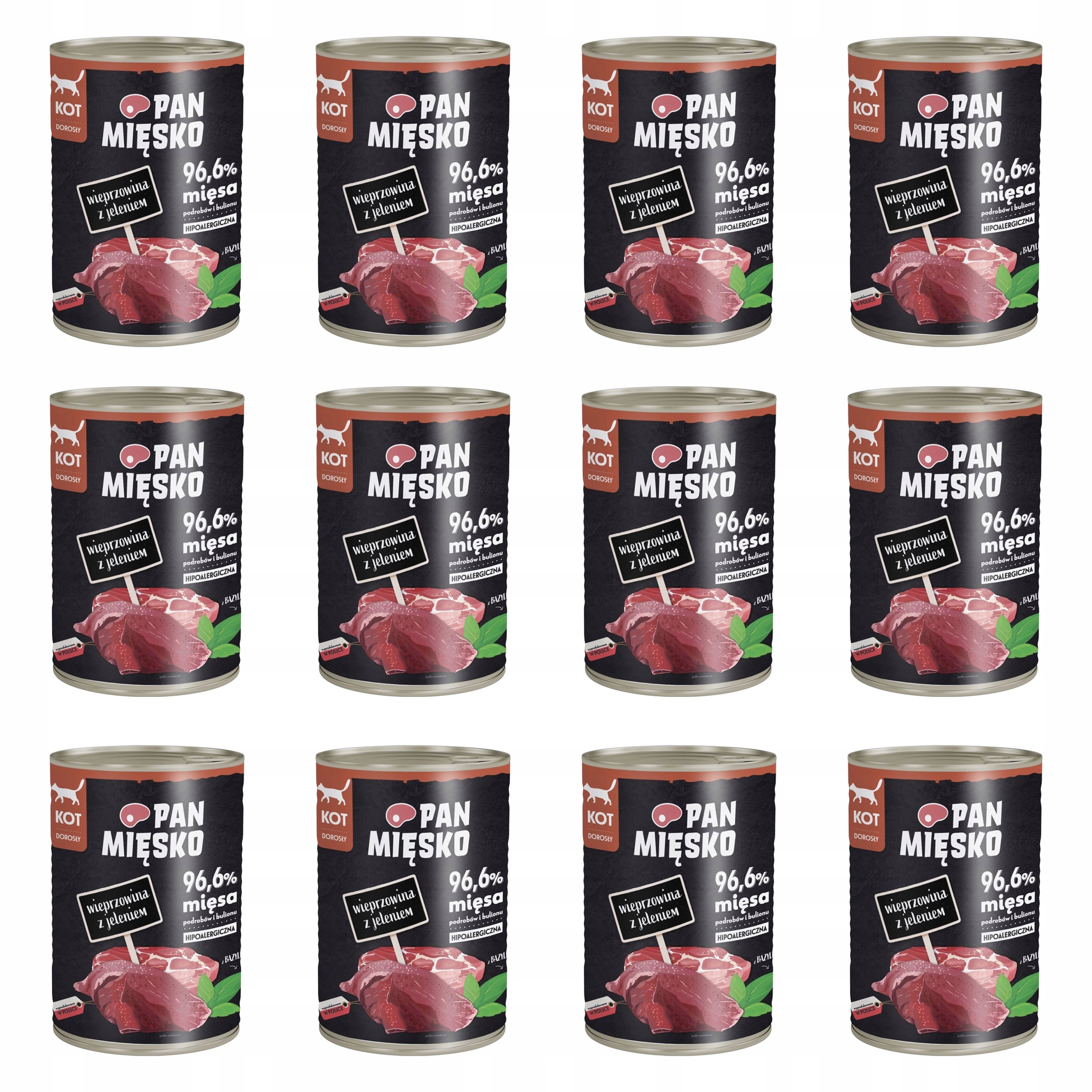 Levně Pan Mięsko Bezobilné Krmivo pro kočky Vepřové jelen 12 x 400 g