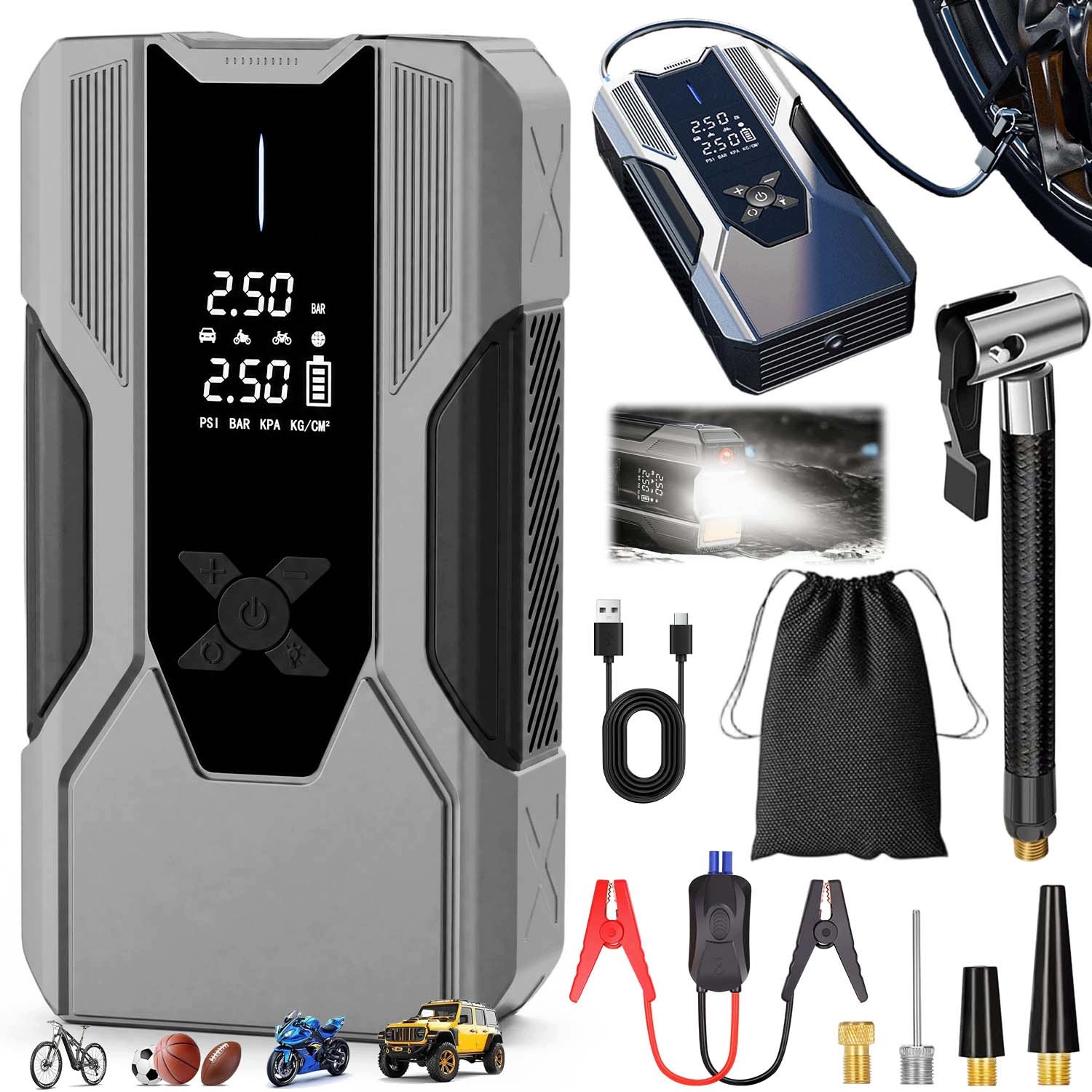 Booster Rozruch Jump Starter Powerbank Baterka 8000MAH 8000A Pro Silná