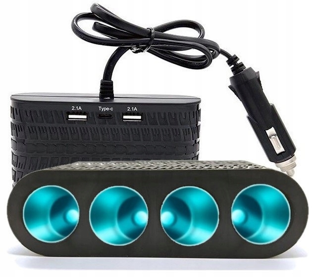 Rozgałęziacz Gniazda Zapalniczki Rozdzielacz 4x 120W 12/24V Usb