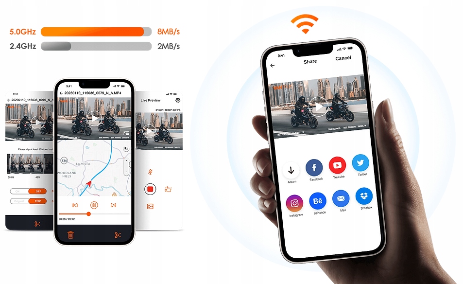 VANTRUE F1 Kamera Motocyklowa 4K 1080P WiFi GPS Wodoodporna Nocna Wizja — miniatura 11