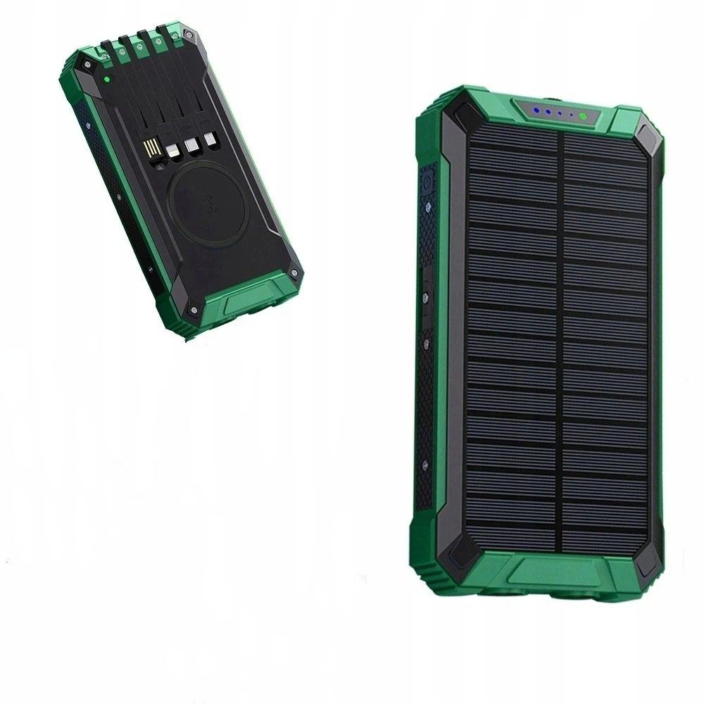 Powerbanka Solární Indukční Panel 20000MAH 6XUSB Svítilna 2XLED Turistická