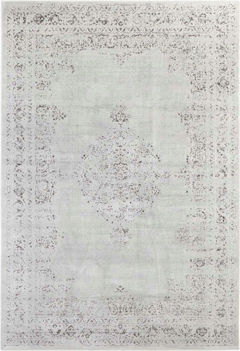 Koberec 200x290 cm tradičný, klasický vzor do obývačky, krémovo sivý vzor