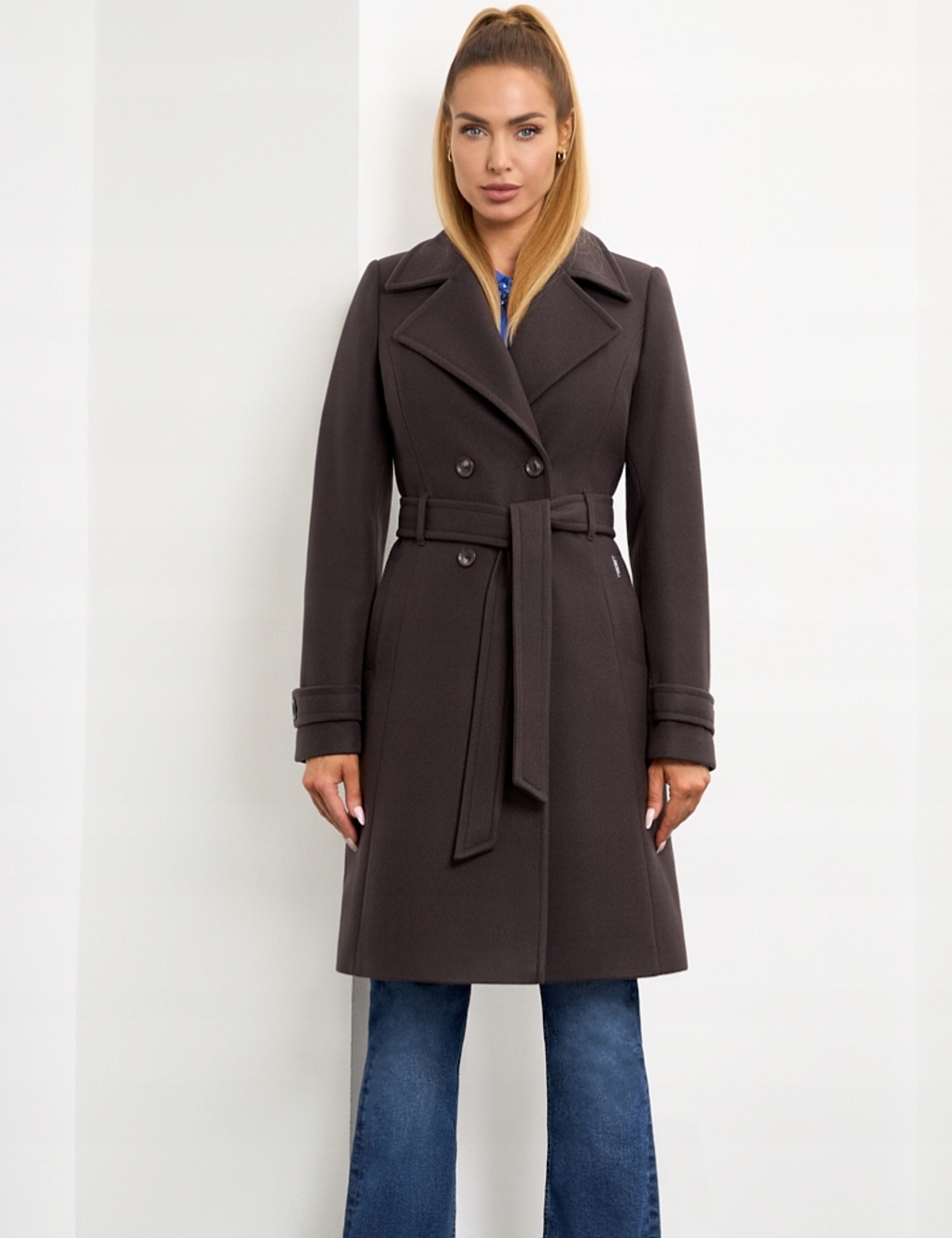 Zartex dámský kabát klasický dvouřadý Mila espresso AW25 vel. 34