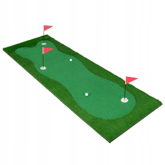Golfová puttingová podložka s umělým trávníkem a příslušenstvím 300x100 cm