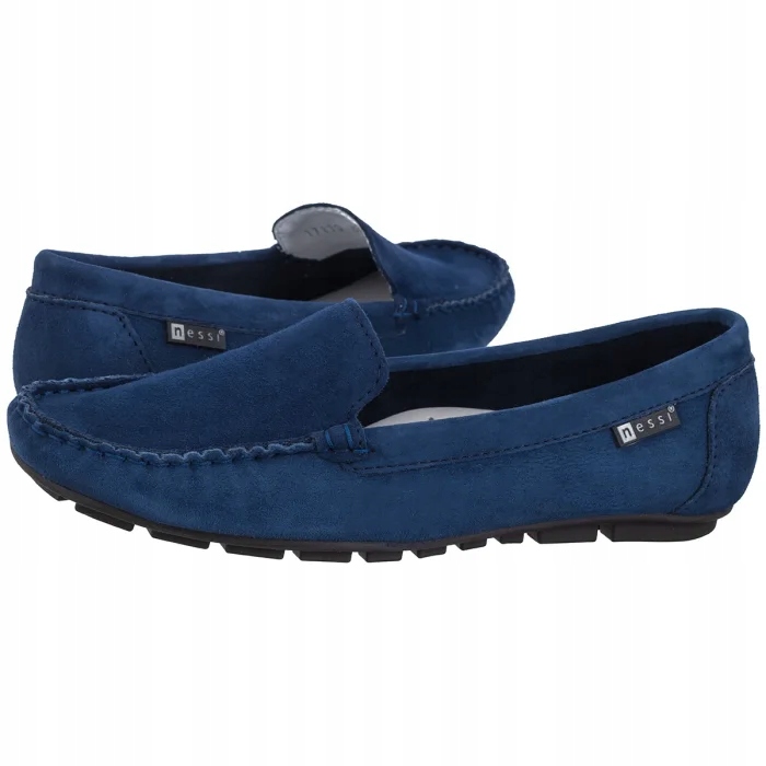 Dámské kožené boty Mokasíny Nessi Tmavě modré 17130