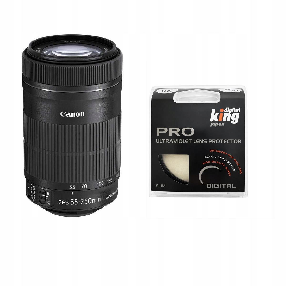 Canon Ef-s 55-250 mm f 4-5.6 Is Stm Filtr Digital King slim MC Uv 58 mm