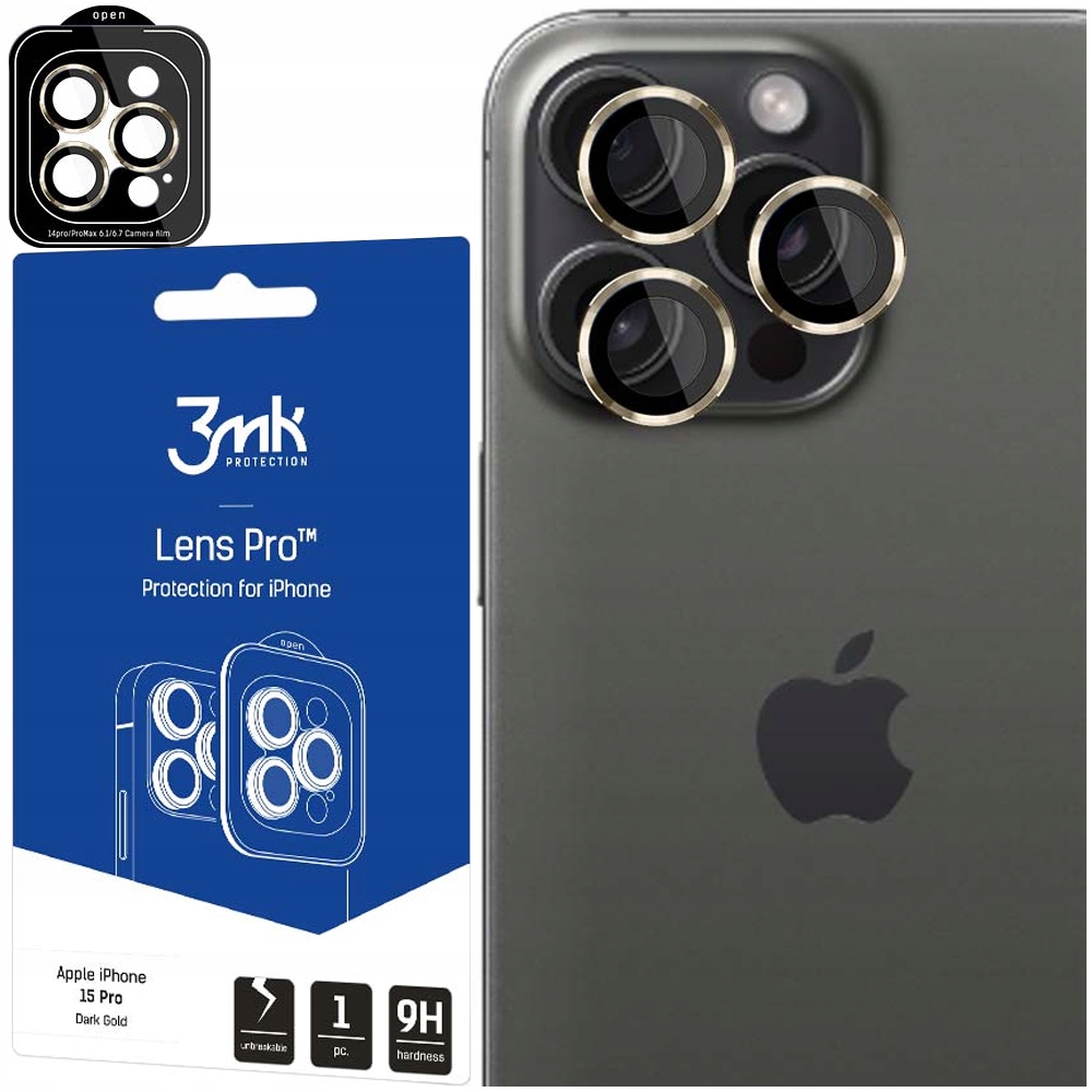 Apple iPhone 15 Pro Max 3mk Lens Protection Pro Dark Gold