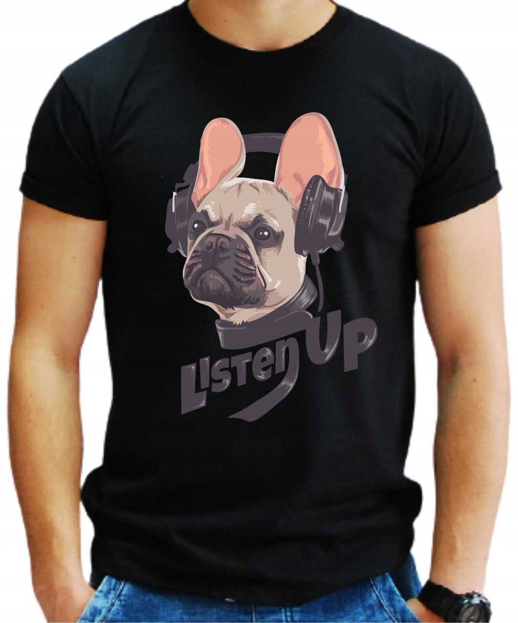 

Koszulka męska Mops Pug bawełniana z nadrukiem L