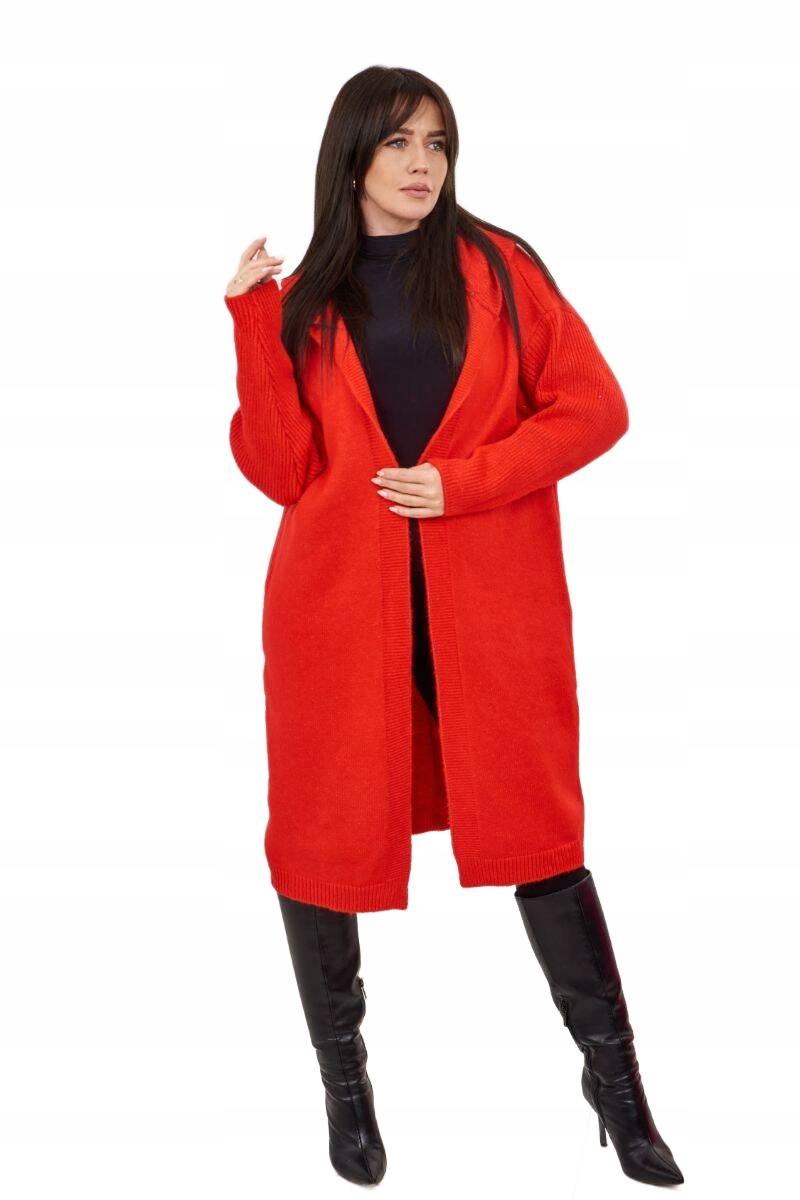 Kardiganový svetr s kapucí, červený