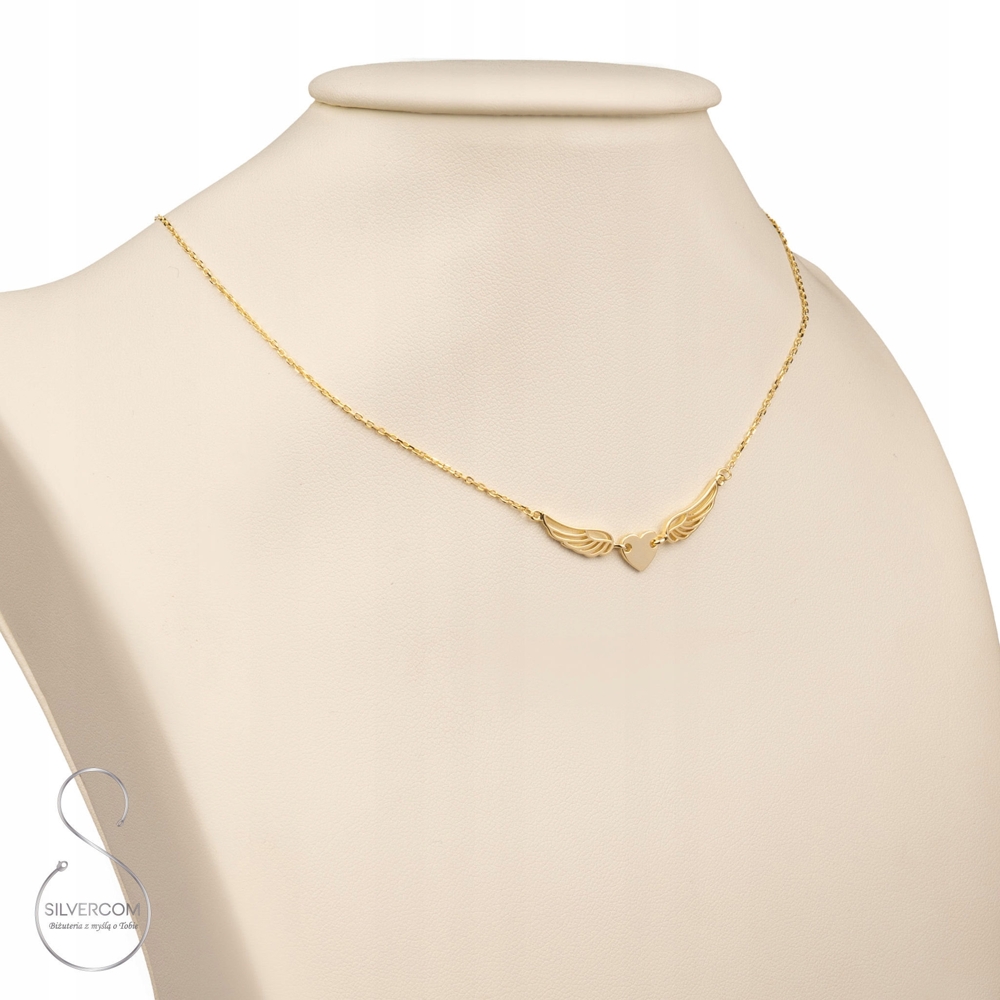 Stříbrný Pozlacený Náhrdelník Ag 925 Andělské Křídlo Srdce Jako Dárek Žena