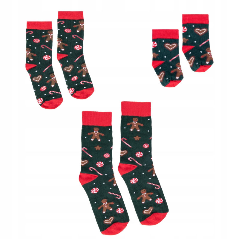 

Zestaw 3 par Świątecznych skarpet dla rodziny!