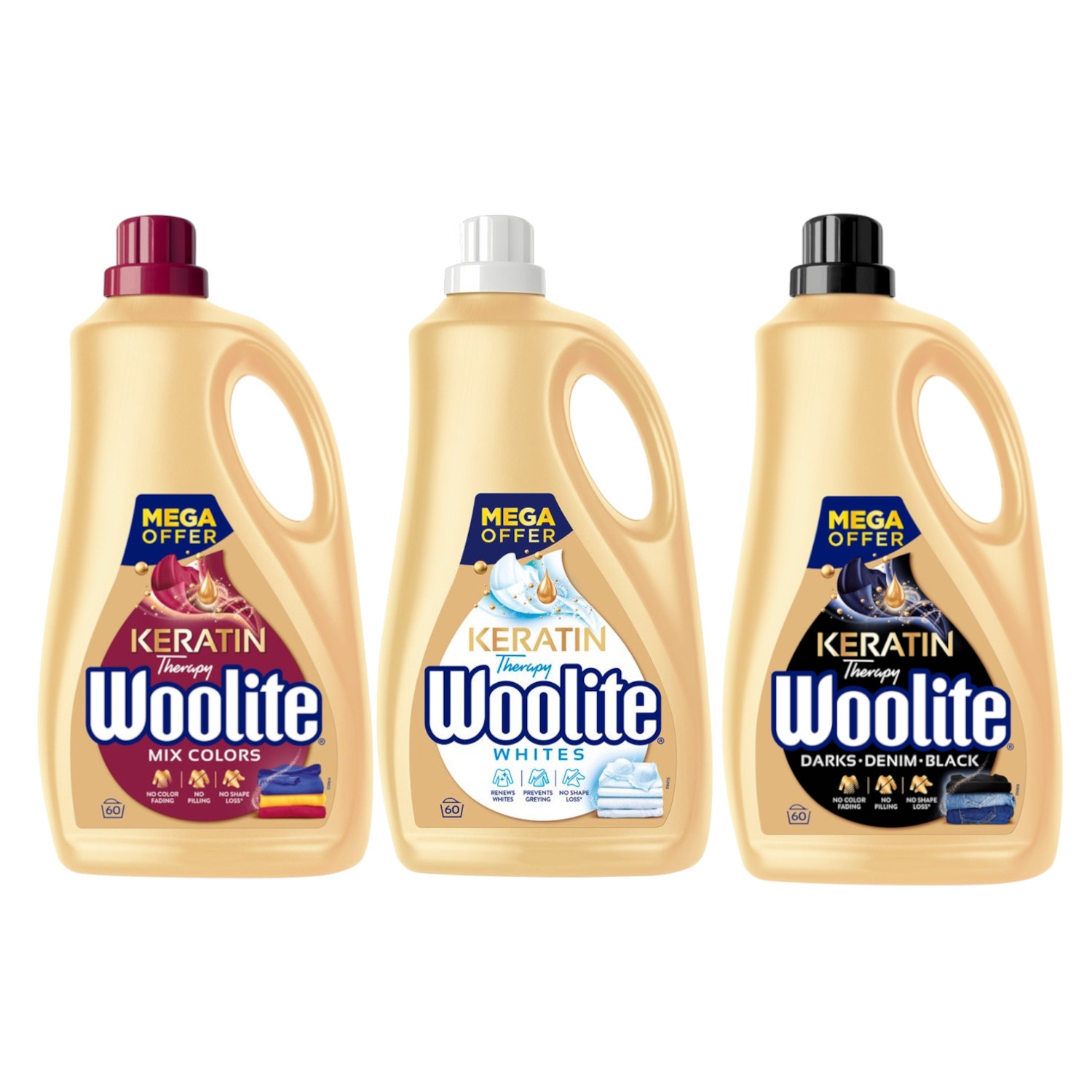 Levně Tekutý prací prostředek Woolite Keratin Therapy bílá barva černá MIX 60 praní 3x 3,6
