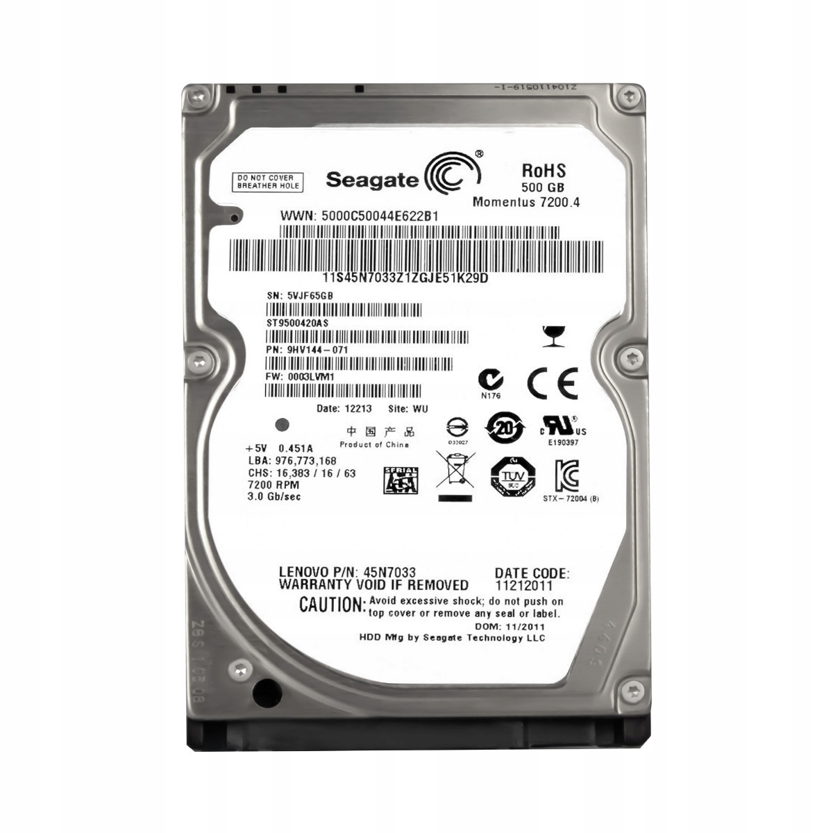 Seagate 500GB 7.2K Sata II ST9500420AS Fw 0003LVM1