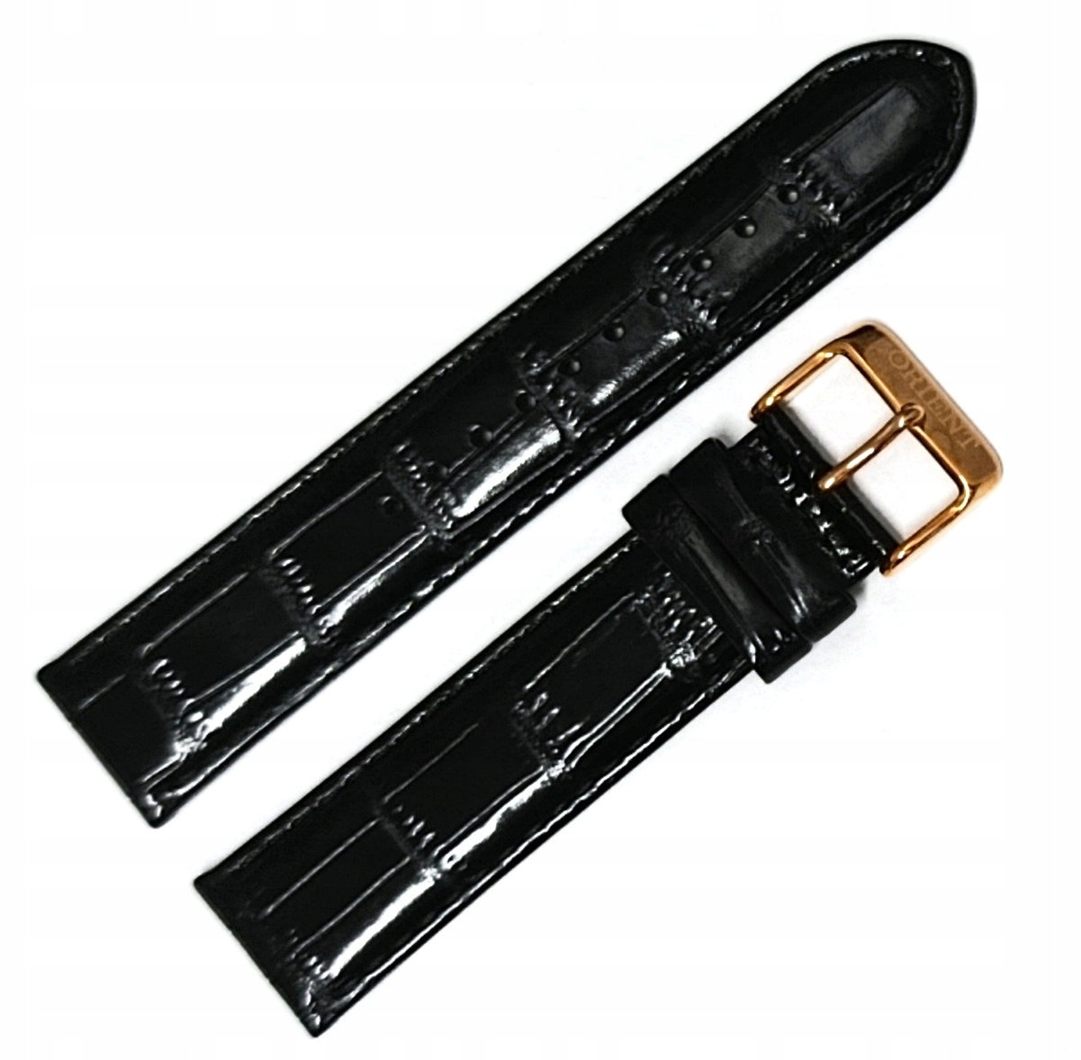 Originální Kožený Černý Lesklý Řemínek Na Hodinky Orient 21 mm Krokodýl