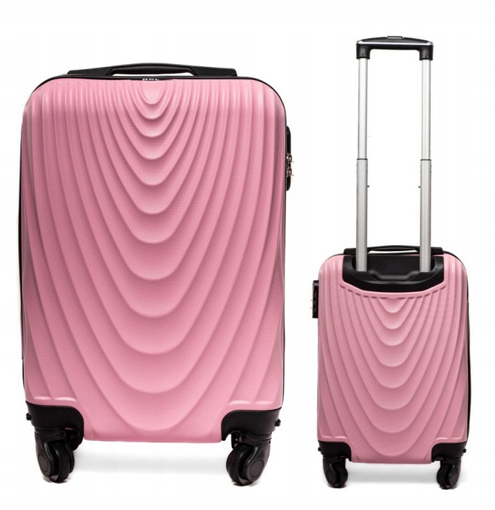 Walizka Mała Kabinowa Podróżna 4 Kółka Bagaż Do Samolotu Abs Pudrowy Róż