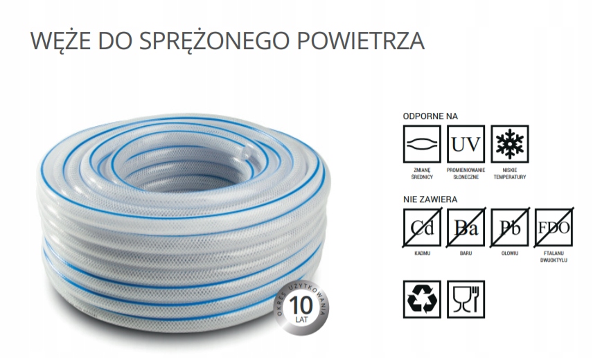 Wąż techniczny zbrojony 19MM PCV przewód 20bar 25m Marka Polix