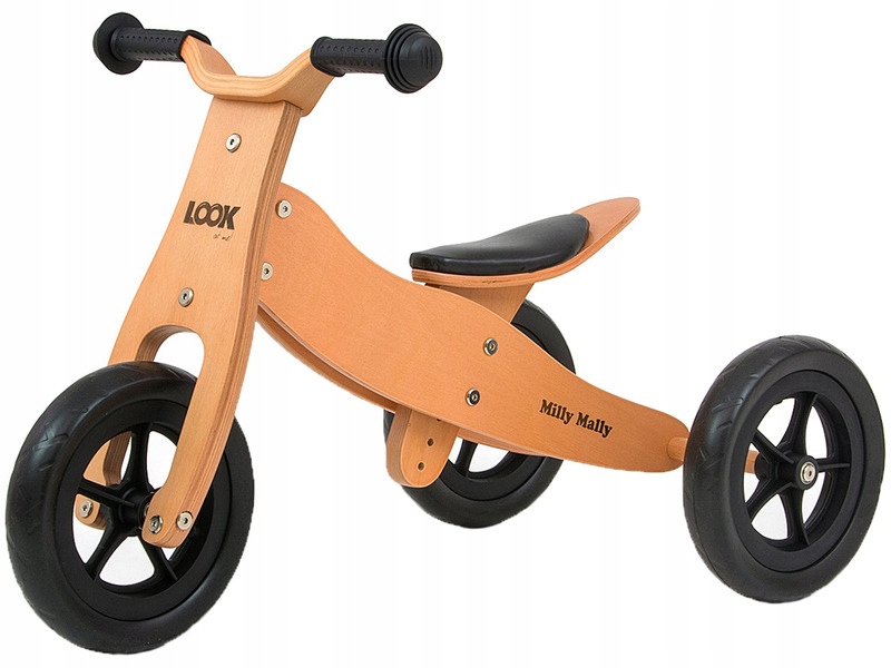 Rowerek biegowy Milly Mally Look 2w1 Natural Jasnobrązowy