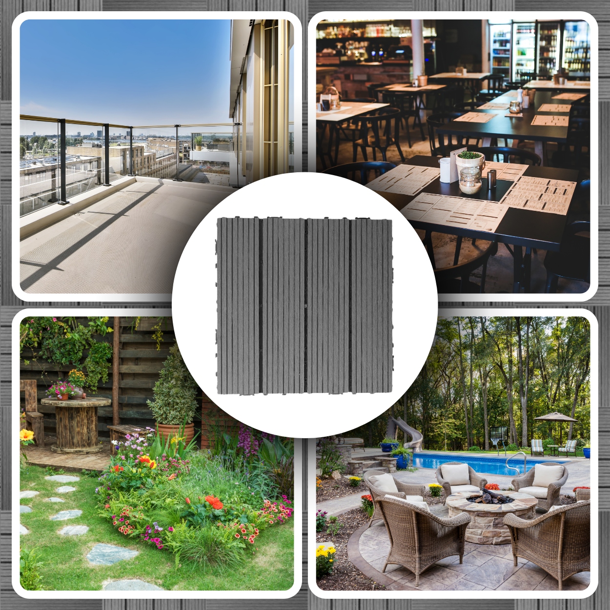 PODEST TARASOWY KOMPOZYTOWY PODŁOGA NA TARAS SZARY DREWNO 30x30x2,5cm Stan opakowania oryginalne