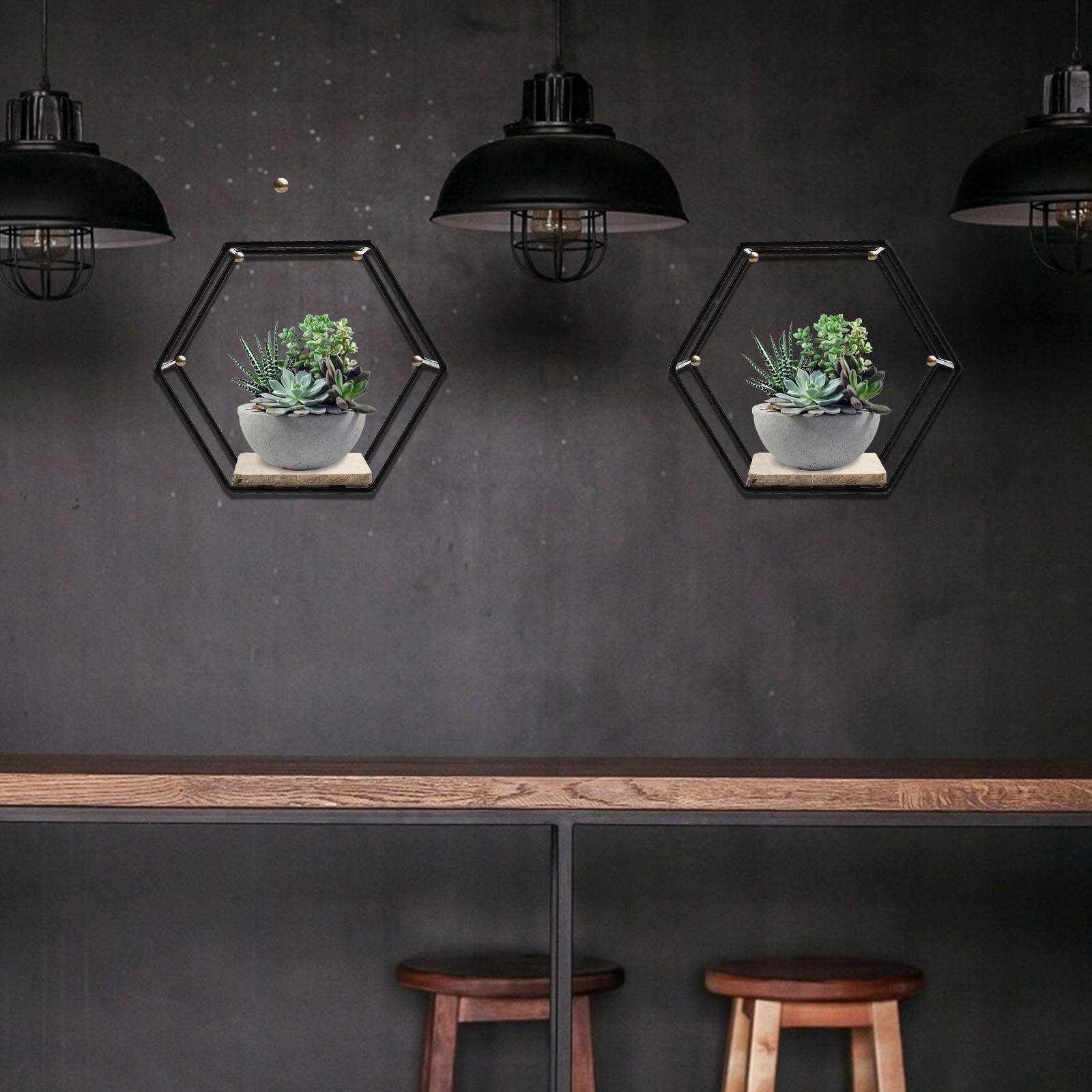 PÓŁKA METALOWA WISZĄCA KWIAT SZEŚCIOKĄTNA Marka bez marki