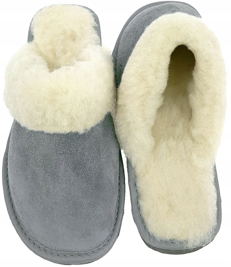 Ciepłe Kapcie Skóra Wełna Pantofle Góralskie *40* Model natural-05