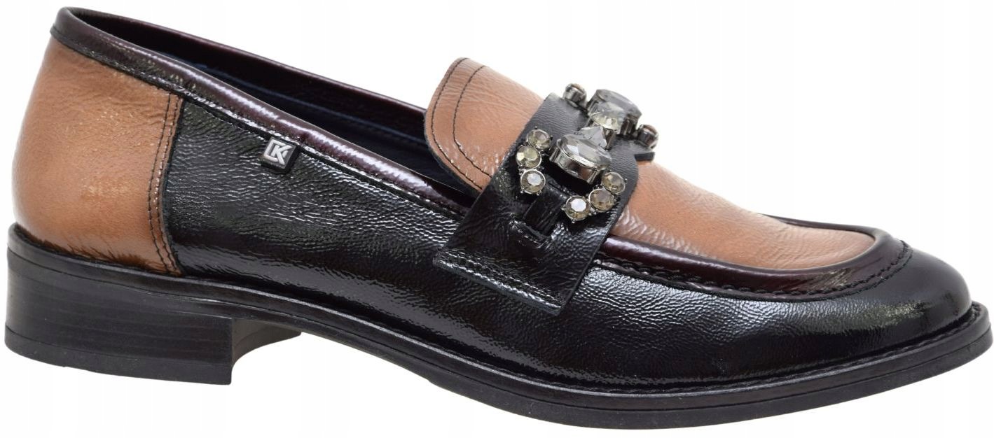 Dámské kožené elegantní černé a hnědé mokasíny Dorking D9118NANNA VEL.37
