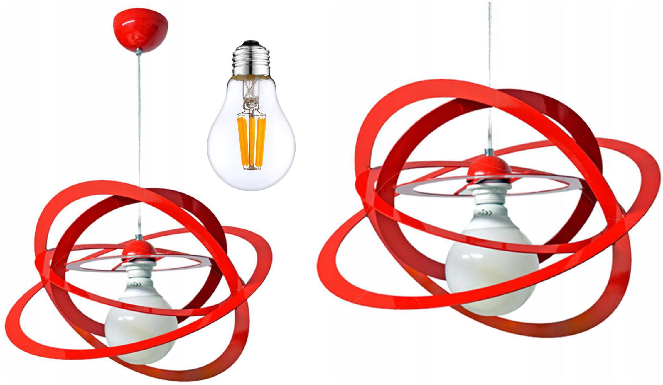 Nowoczesna Lampa Sufitowa Żyrandol Wisząca Sferis Czerwona Orbita Led