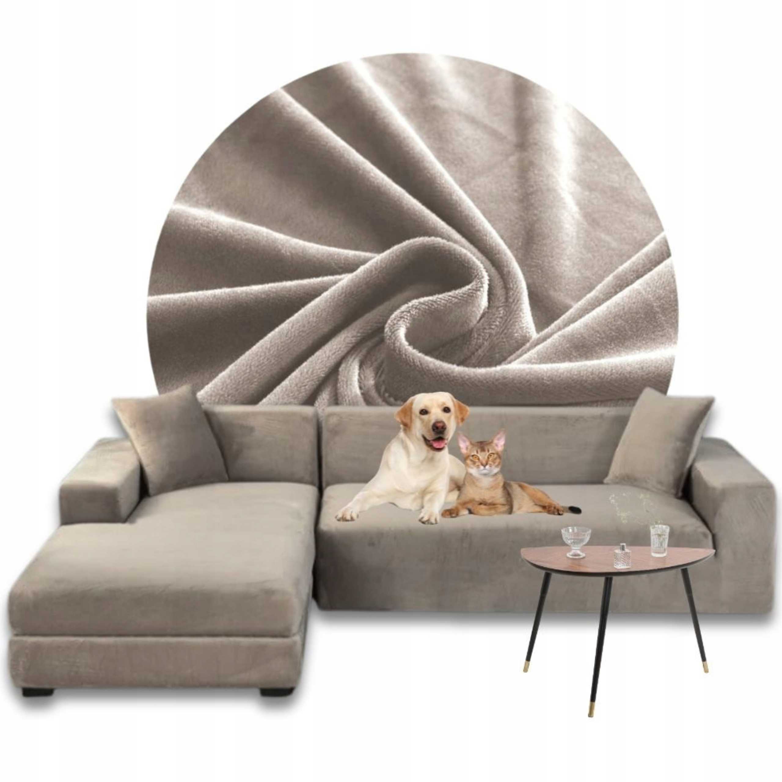 Potah Na Rohovou Pohovku Pohovka Velur Premium Plyš Levý 3+3OS Oeko-tex