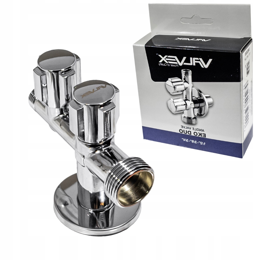 ZAWÓR KUREK KOMBI KOMBINOWANY KĄTOWY 1/2x3/8x3/4 DO BATERII PRALKI ZMYWARKI Marka Valvex