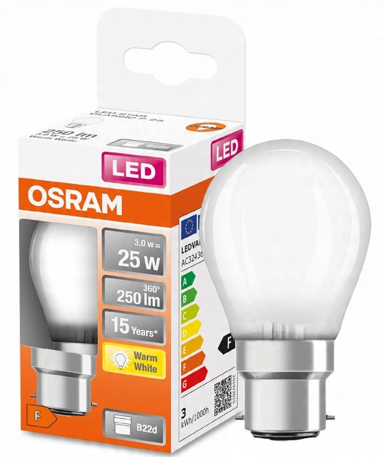 

Osram żarówka Led kulka 2.5W 25W 2700K B22d