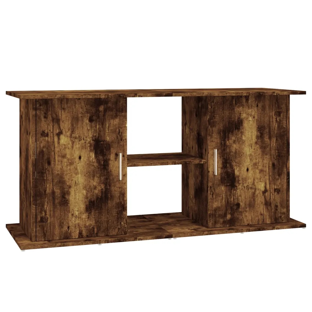 Stojan pod akvárium s skříňkou, kouřový dub, 121 x 41 x 58 cm