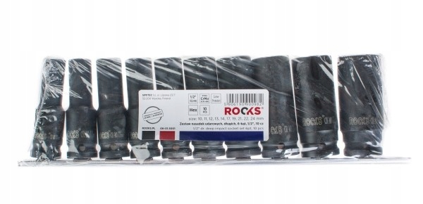ZESTAW NASADEK UDAROWYCH DŁUGICH ,6-KĄT 1/2, 10 CZ, 10-24 MM OK-01.5001 Mocowanie 1/2
