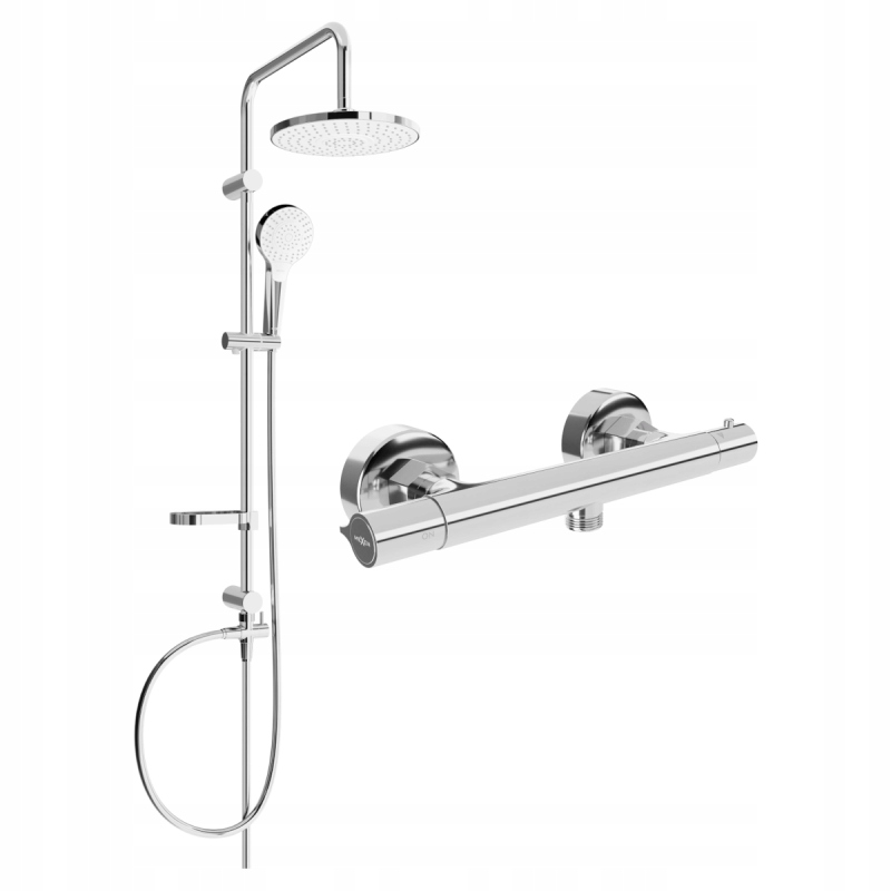 Mexen Erik stenová sprchová súprava s dažďovými tryskami a batériou Slim